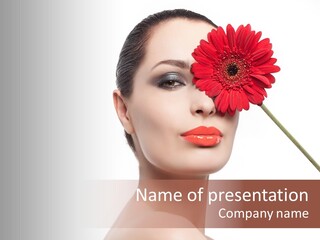 Girl Make Up Female PowerPoint Template