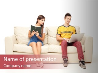 Indoor Sofa Eyes PowerPoint Template