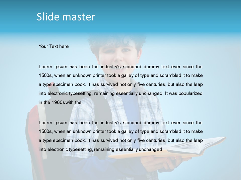 Horizontal Boy Schoolkid PowerPoint Template