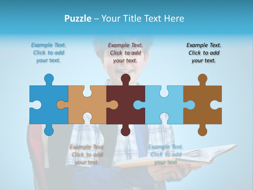 Horizontal Boy Schoolkid PowerPoint Template