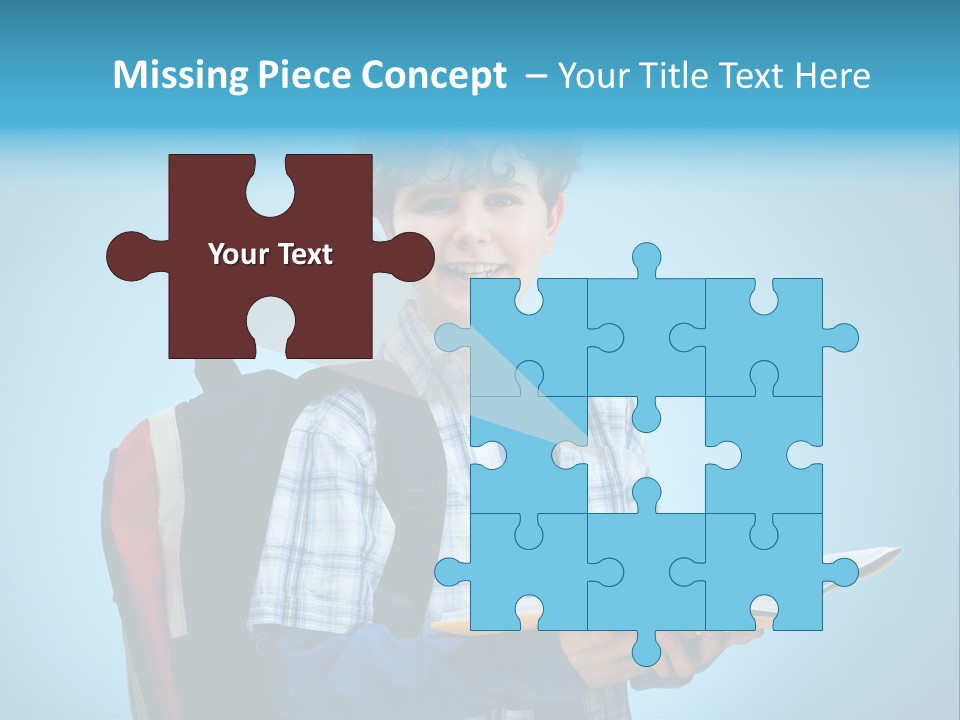 Horizontal Boy Schoolkid PowerPoint Template