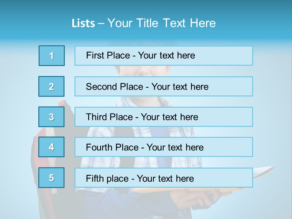 Horizontal Boy Schoolkid PowerPoint Template