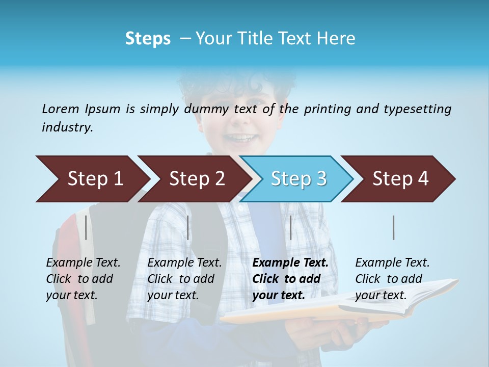 Horizontal Boy Schoolkid PowerPoint Template