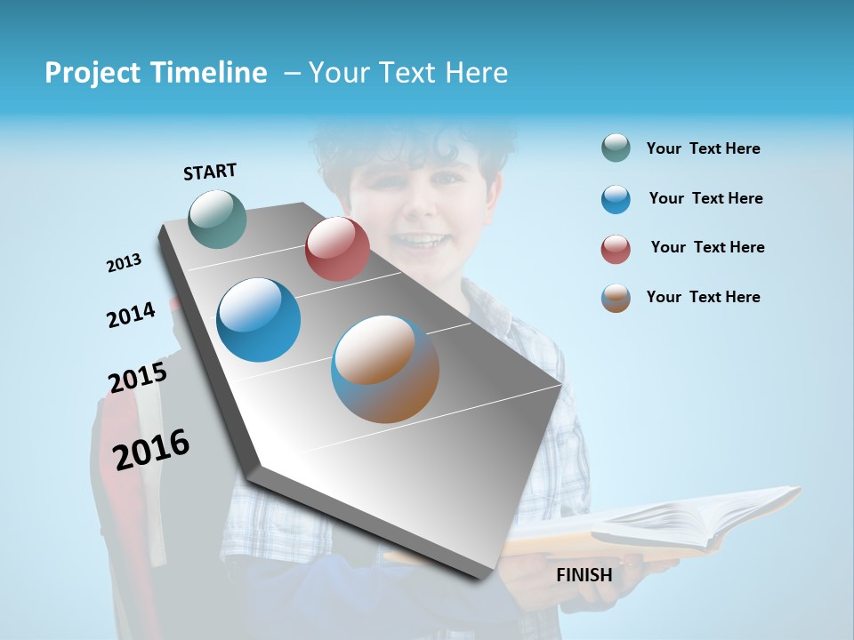 Horizontal Boy Schoolkid PowerPoint Template
