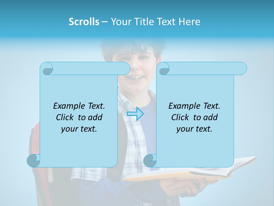 Horizontal Boy Schoolkid PowerPoint Template