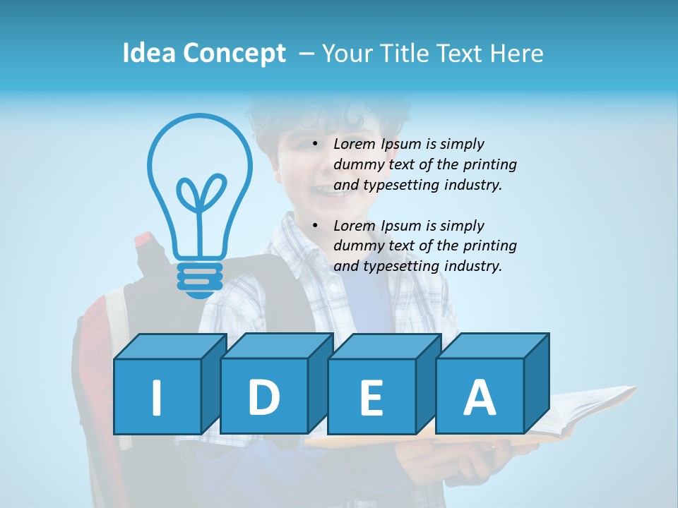 Horizontal Boy Schoolkid PowerPoint Template