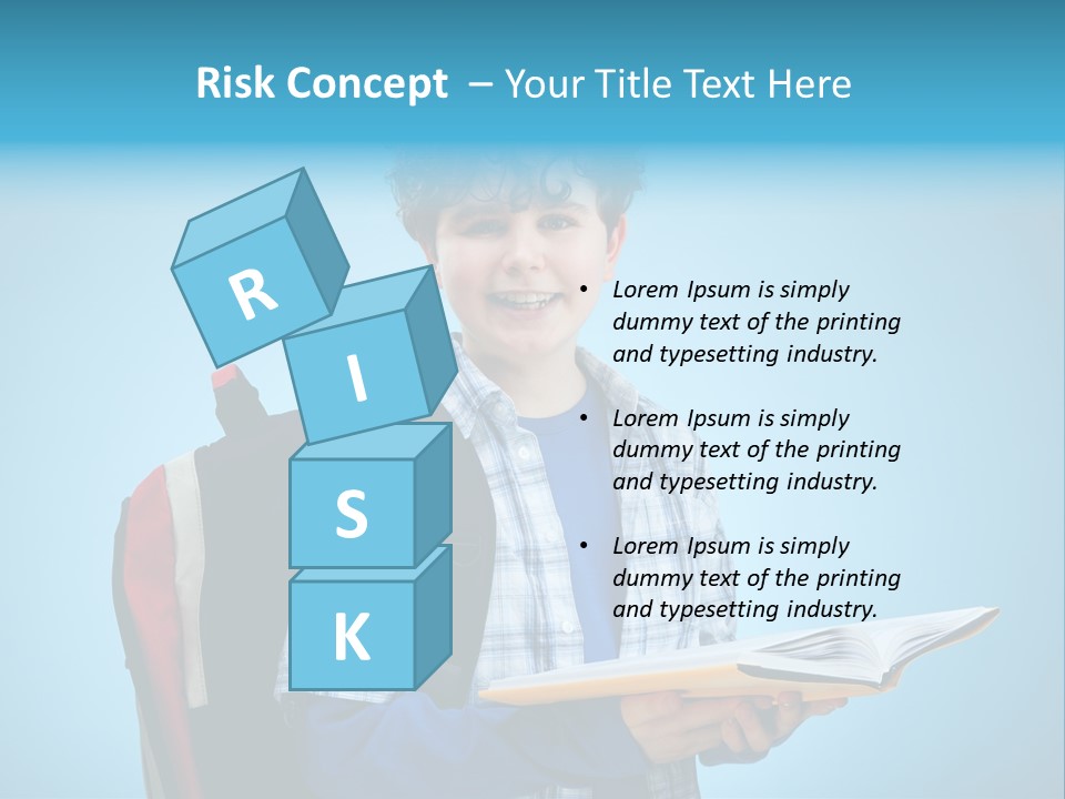 Horizontal Boy Schoolkid PowerPoint Template