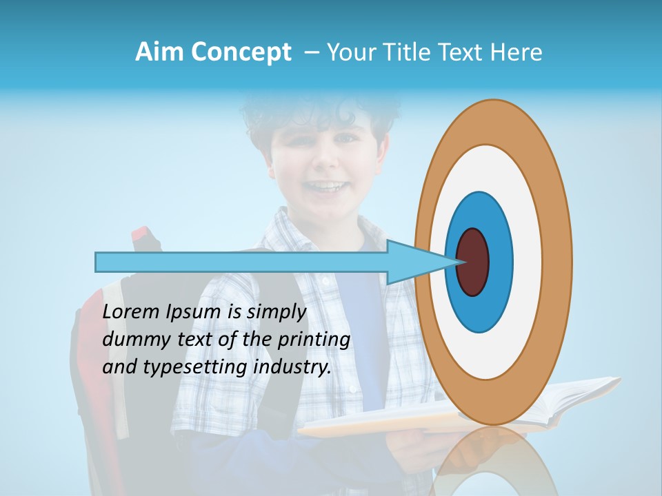 Horizontal Boy Schoolkid PowerPoint Template