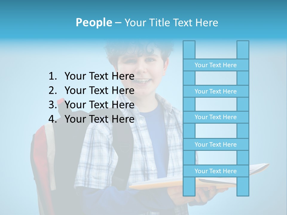 Horizontal Boy Schoolkid PowerPoint Template