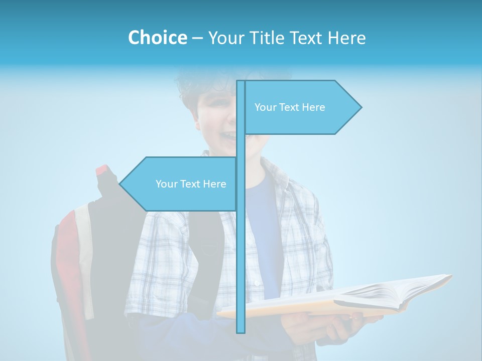 Horizontal Boy Schoolkid PowerPoint Template