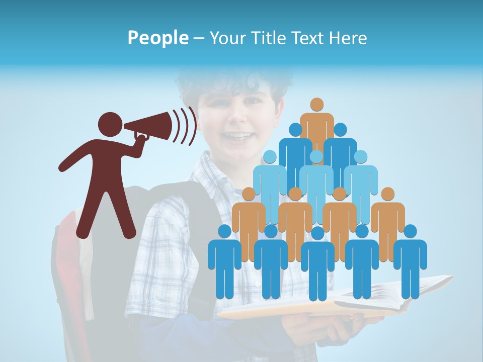 Horizontal Boy Schoolkid PowerPoint Template