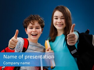 Showing Girl Rucksack PowerPoint Template