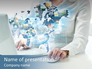 Button Laptop People PowerPoint Template