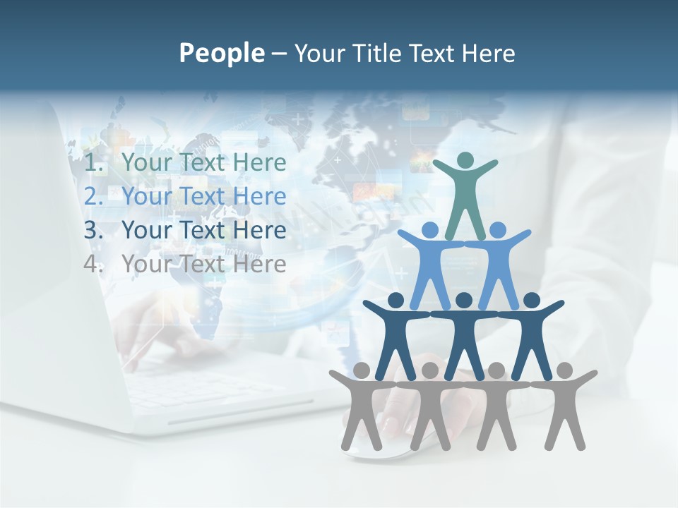 Button Laptop People PowerPoint Template