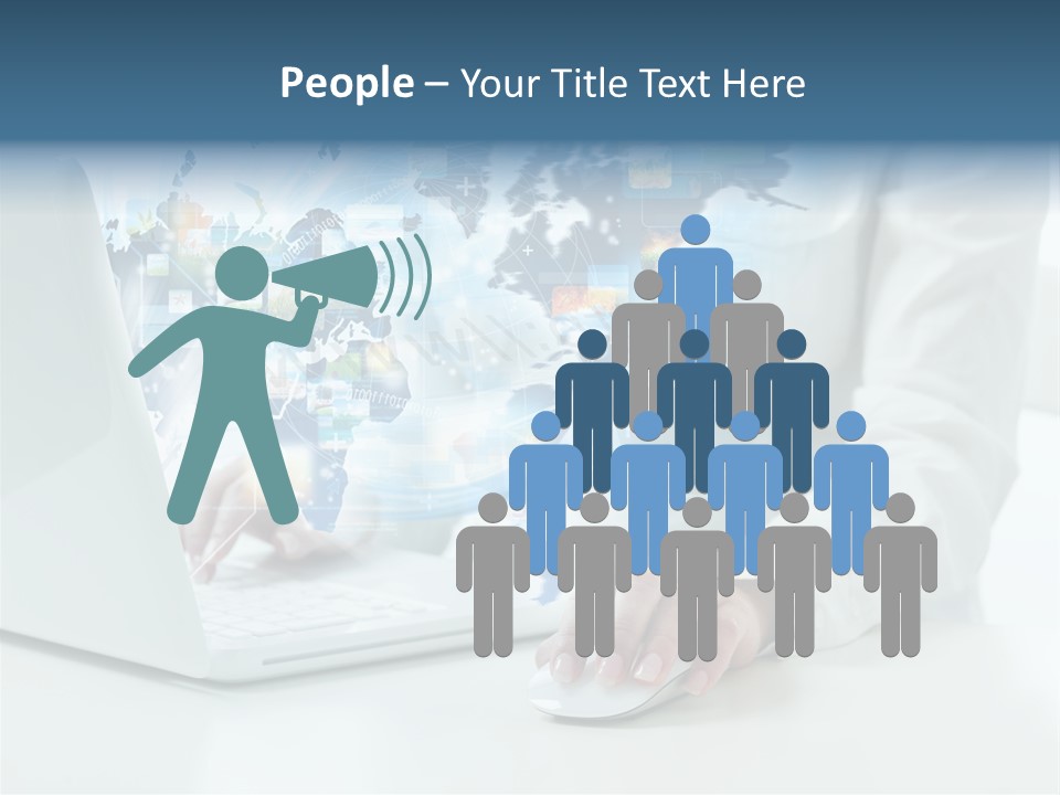 Button Laptop People PowerPoint Template