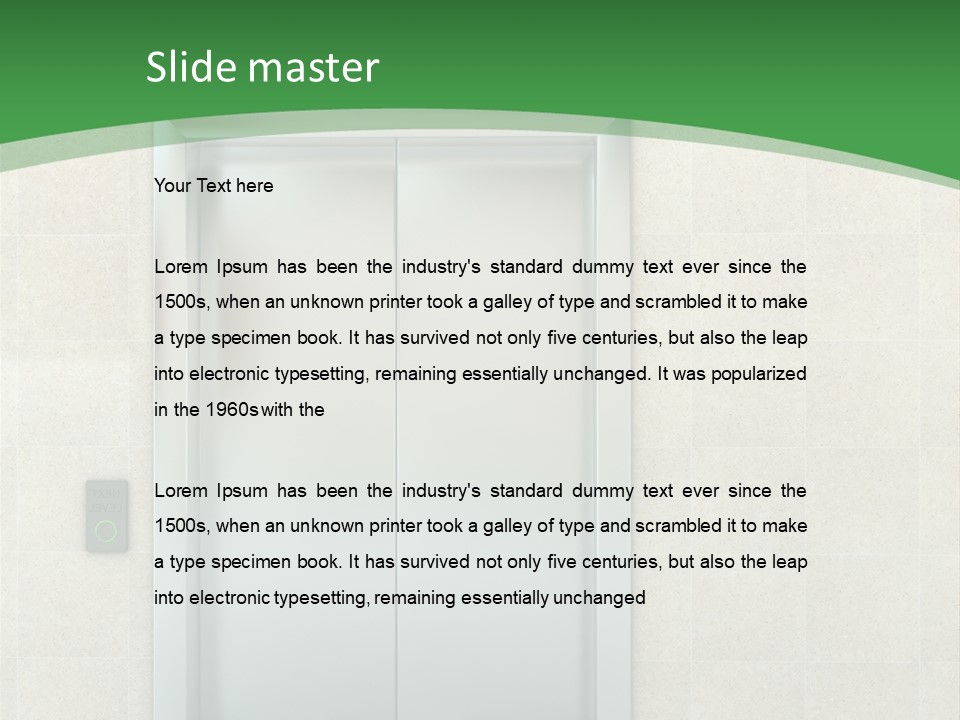 Lobby Metal Lift PowerPoint Template