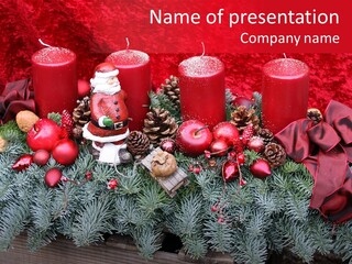 Christmastide Nicholas Candle PowerPoint Template