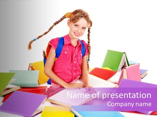 Back To School Female Stack PowerPoint Template