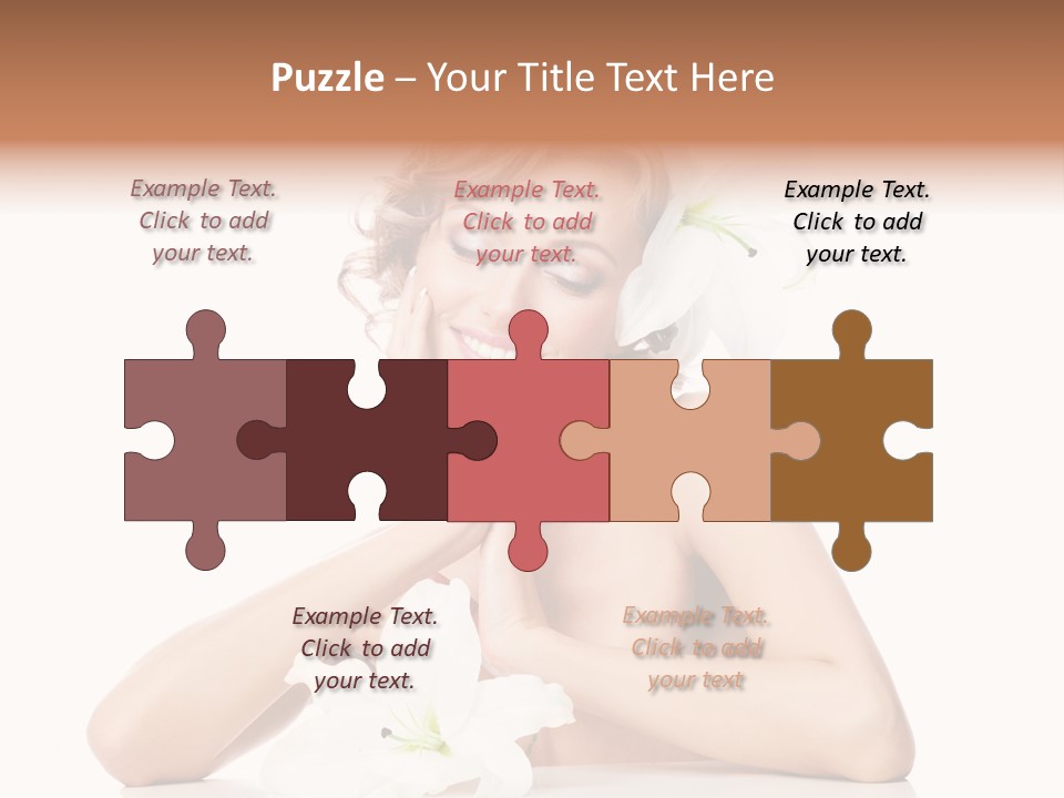 Female Happy Table PowerPoint Template