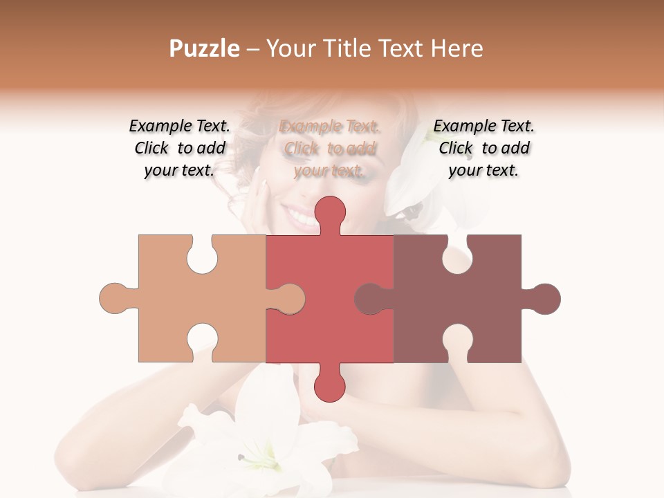 Female Happy Table PowerPoint Template