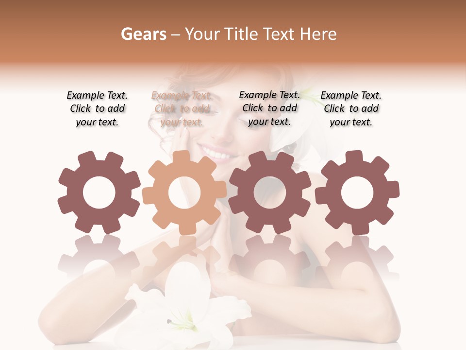 Female Happy Table PowerPoint Template