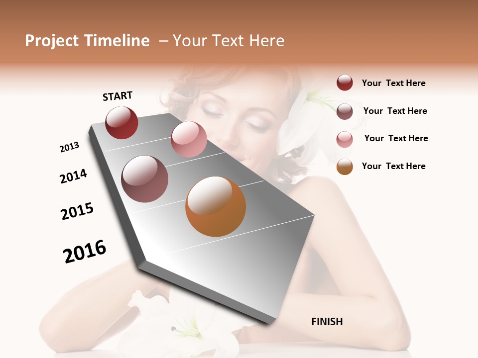 Female Happy Table PowerPoint Template