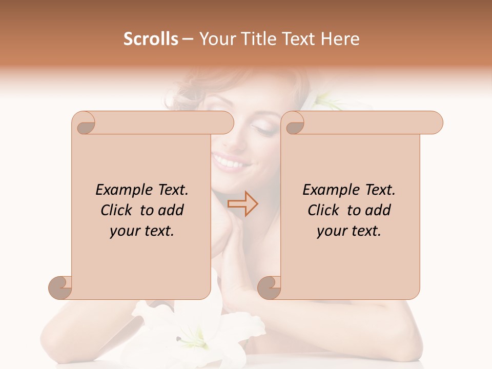 Female Happy Table PowerPoint Template