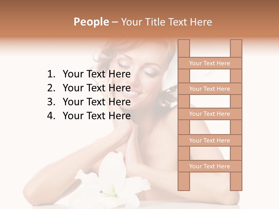 Female Happy Table PowerPoint Template
