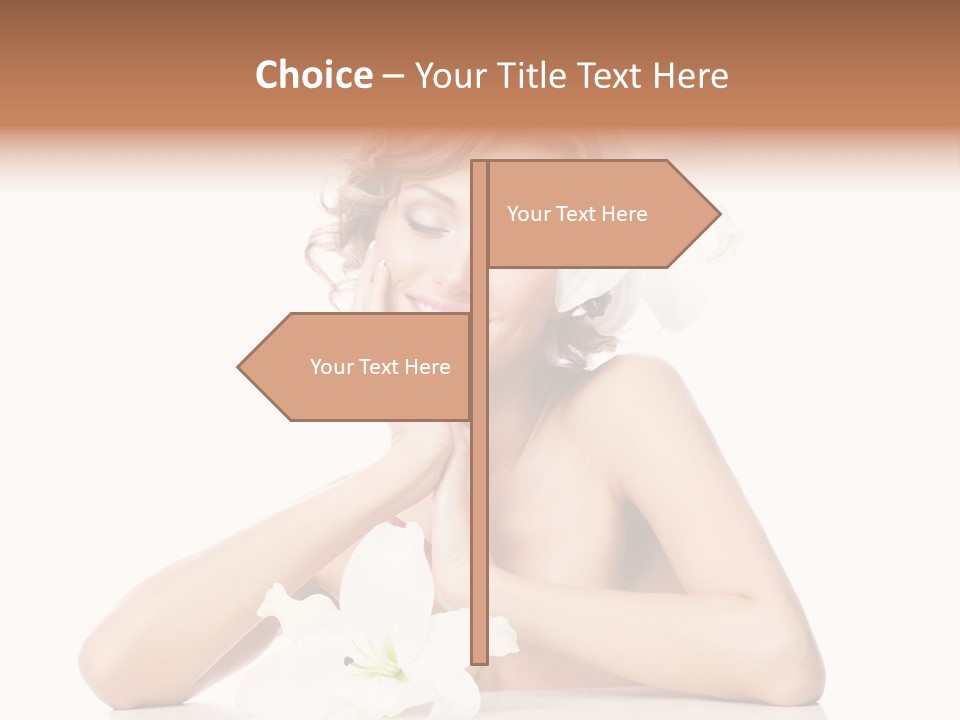 Female Happy Table PowerPoint Template