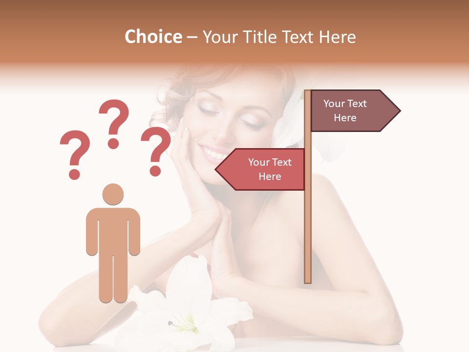 Female Happy Table PowerPoint Template