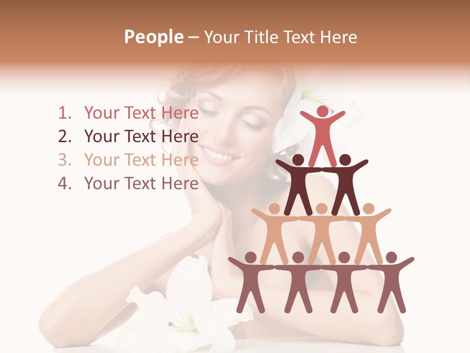 Female Happy Table PowerPoint Template