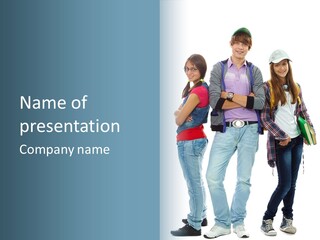 Crossed Female Person PowerPoint Template