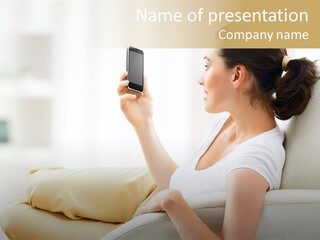 Connection Female Mobile PowerPoint Template