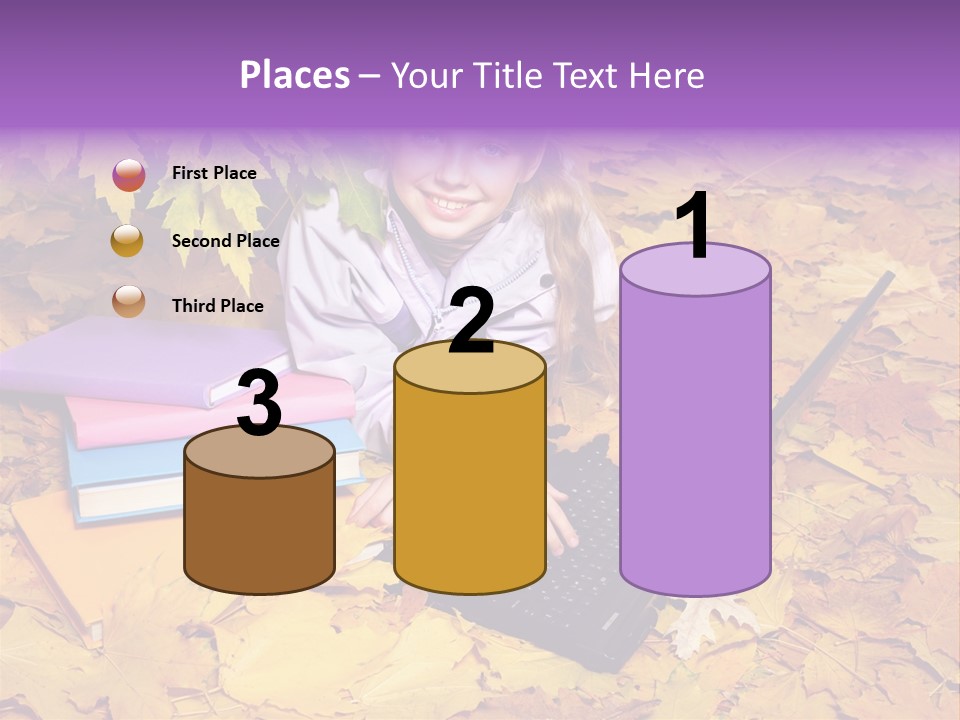 Blond Little Girl Schoolgirl PowerPoint Template