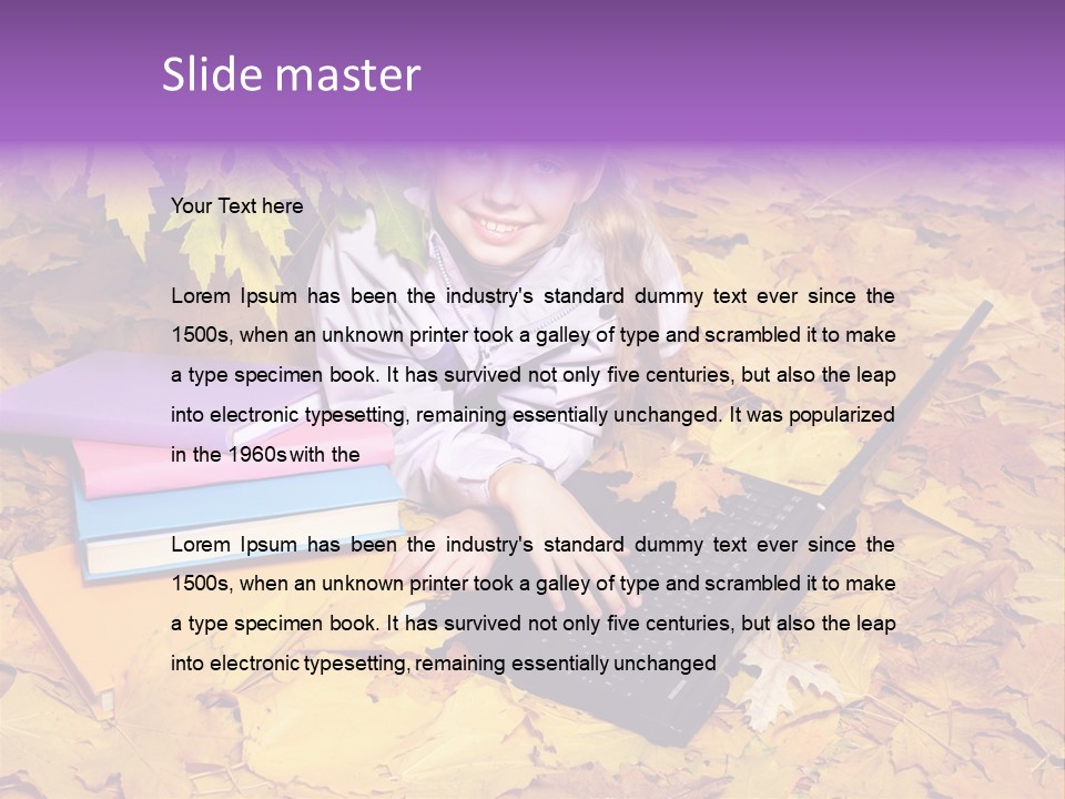 Blond Little Girl Schoolgirl PowerPoint Template