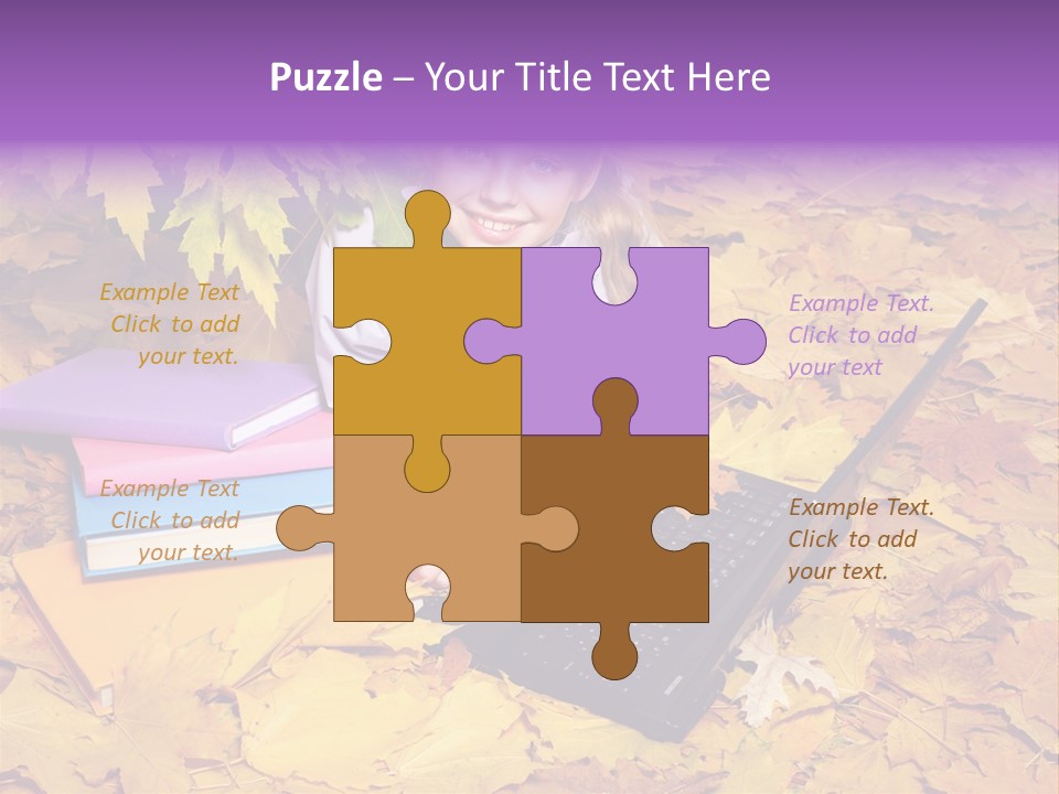 Blond Little Girl Schoolgirl PowerPoint Template