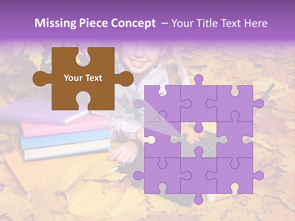 Blond Little Girl Schoolgirl PowerPoint Template