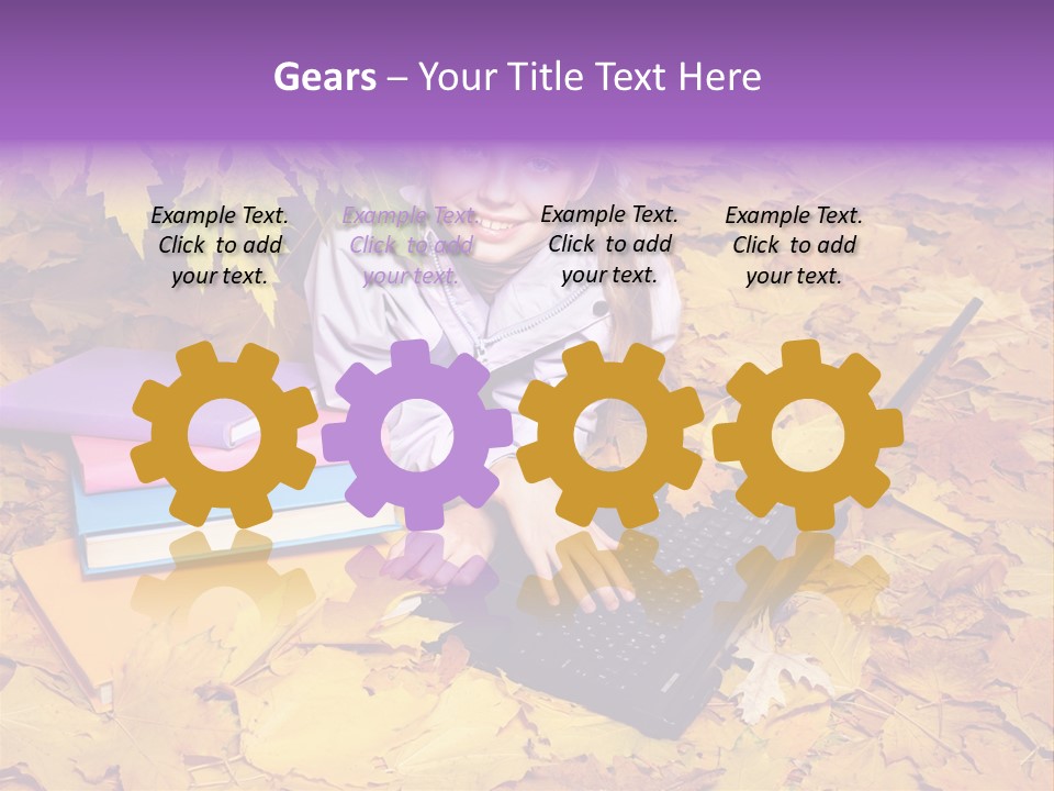 Blond Little Girl Schoolgirl PowerPoint Template