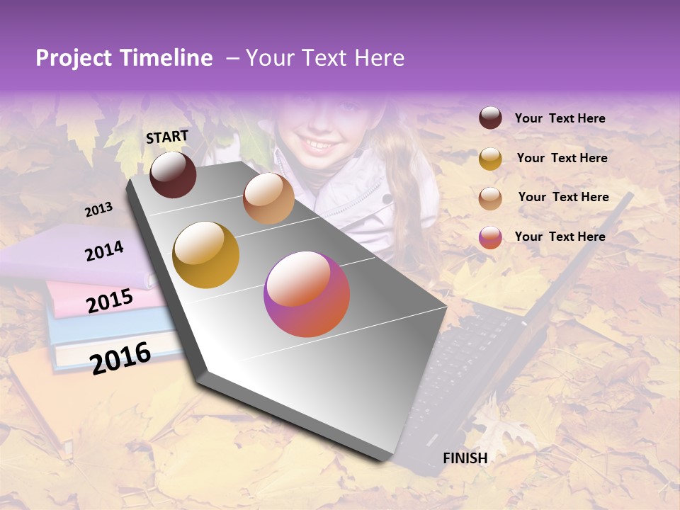 Blond Little Girl Schoolgirl PowerPoint Template