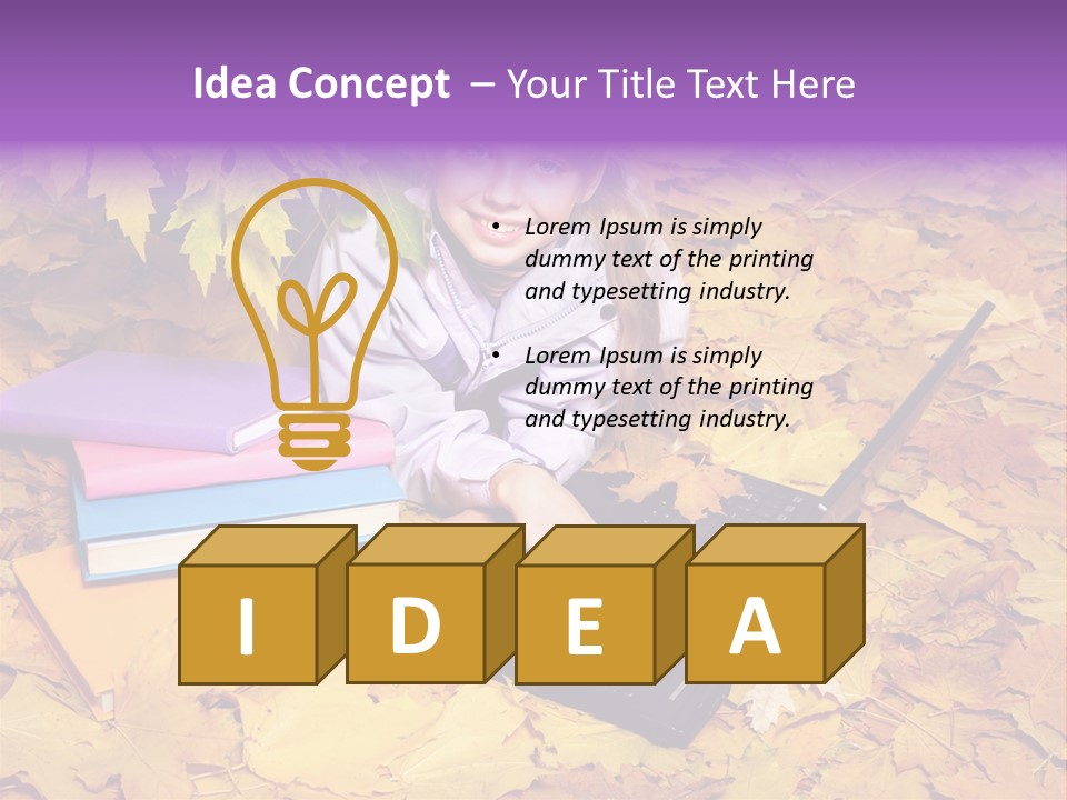 Blond Little Girl Schoolgirl PowerPoint Template