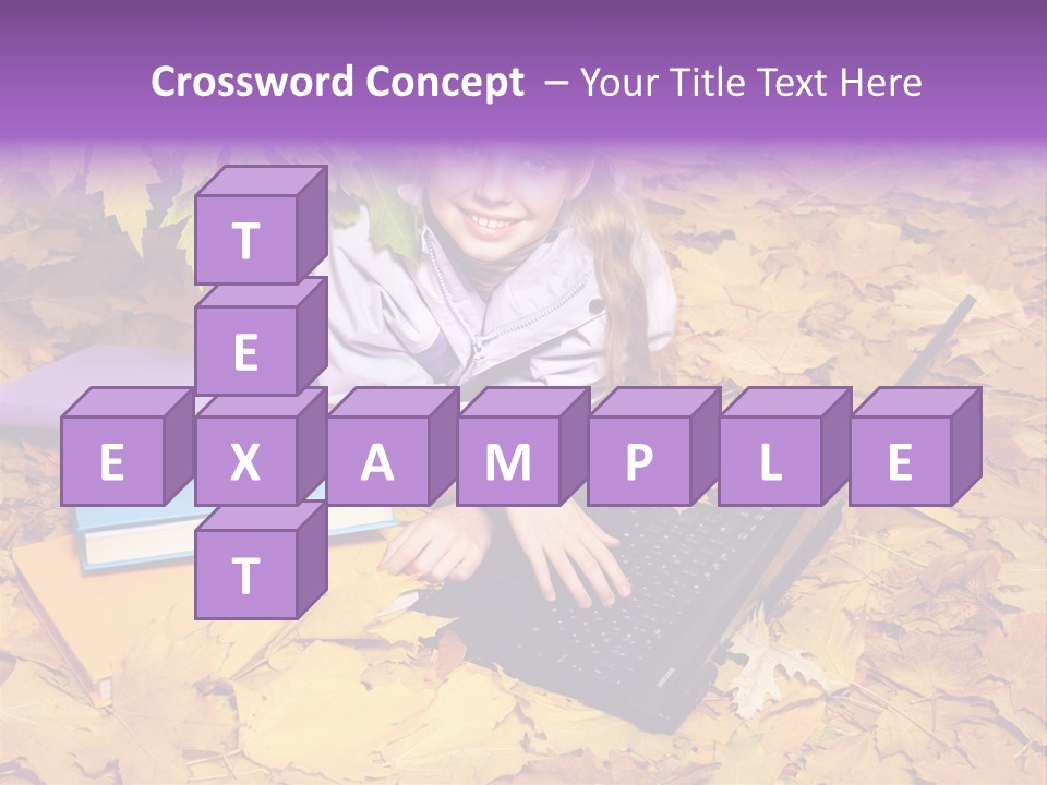 Blond Little Girl Schoolgirl PowerPoint Template