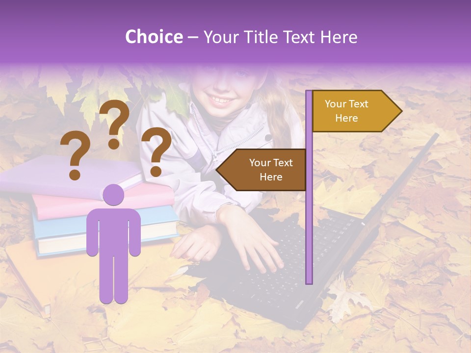 Blond Little Girl Schoolgirl PowerPoint Template