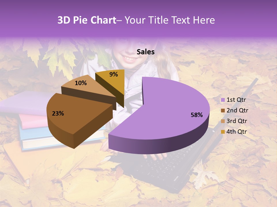 Blond Little Girl Schoolgirl PowerPoint Template