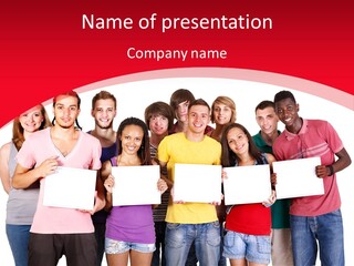 Happy Banner Team PowerPoint Template