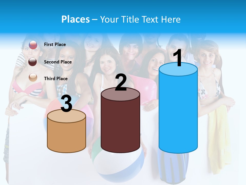 Beach Group Caucasian PowerPoint Template