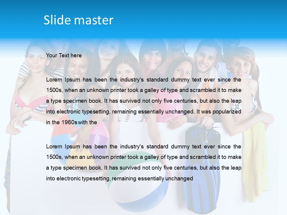 Beach Group Caucasian PowerPoint Template