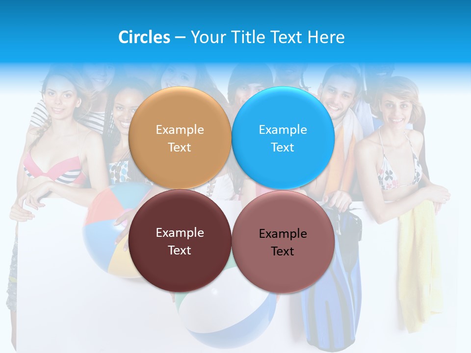 Beach Group Caucasian PowerPoint Template