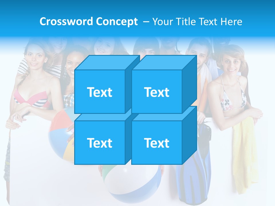 Beach Group Caucasian PowerPoint Template