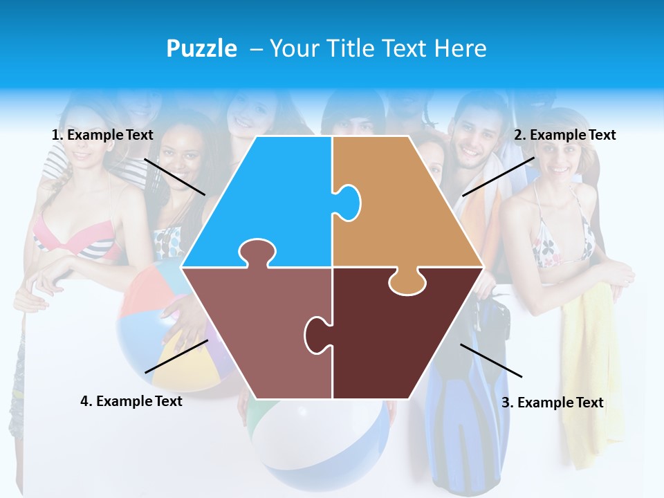 Beach Group Caucasian PowerPoint Template