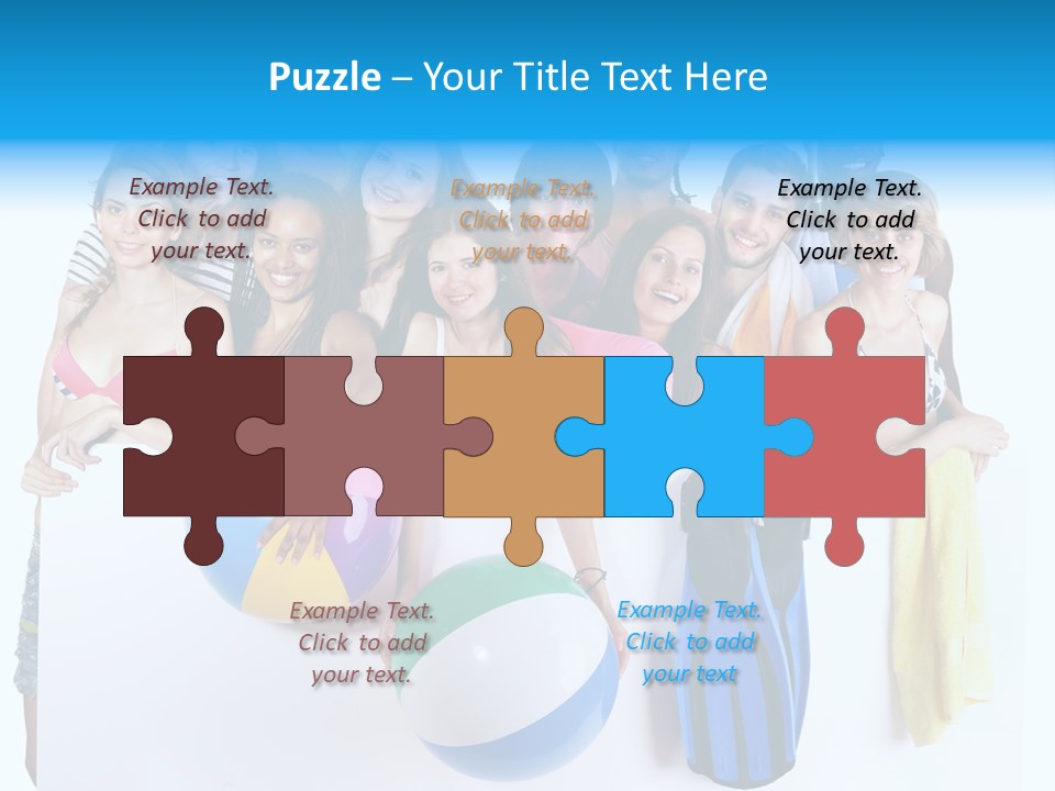 Beach Group Caucasian PowerPoint Template